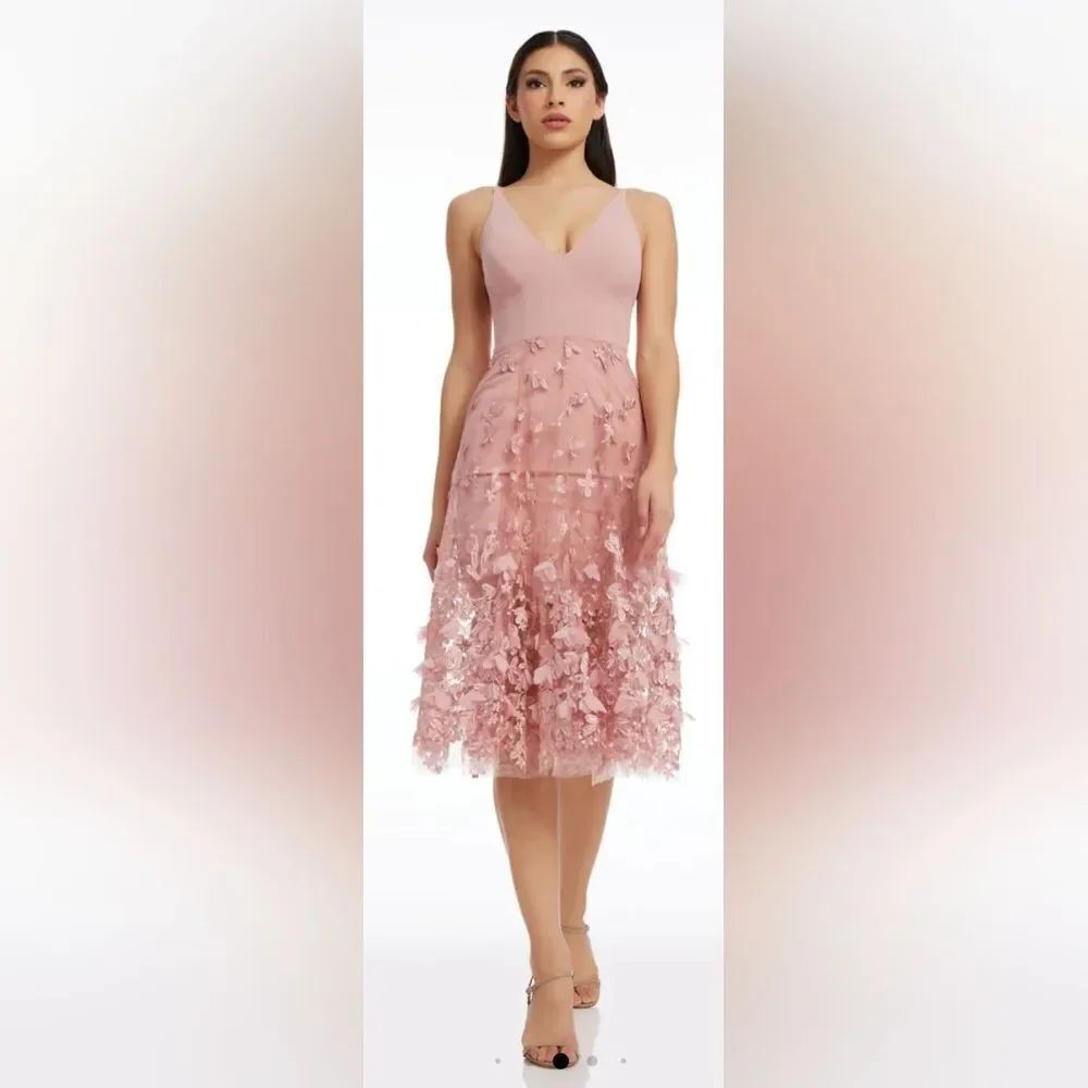 Dress The Population Darleen Embroidered Mesh Cocktail Dress NWT sz XXL Pink